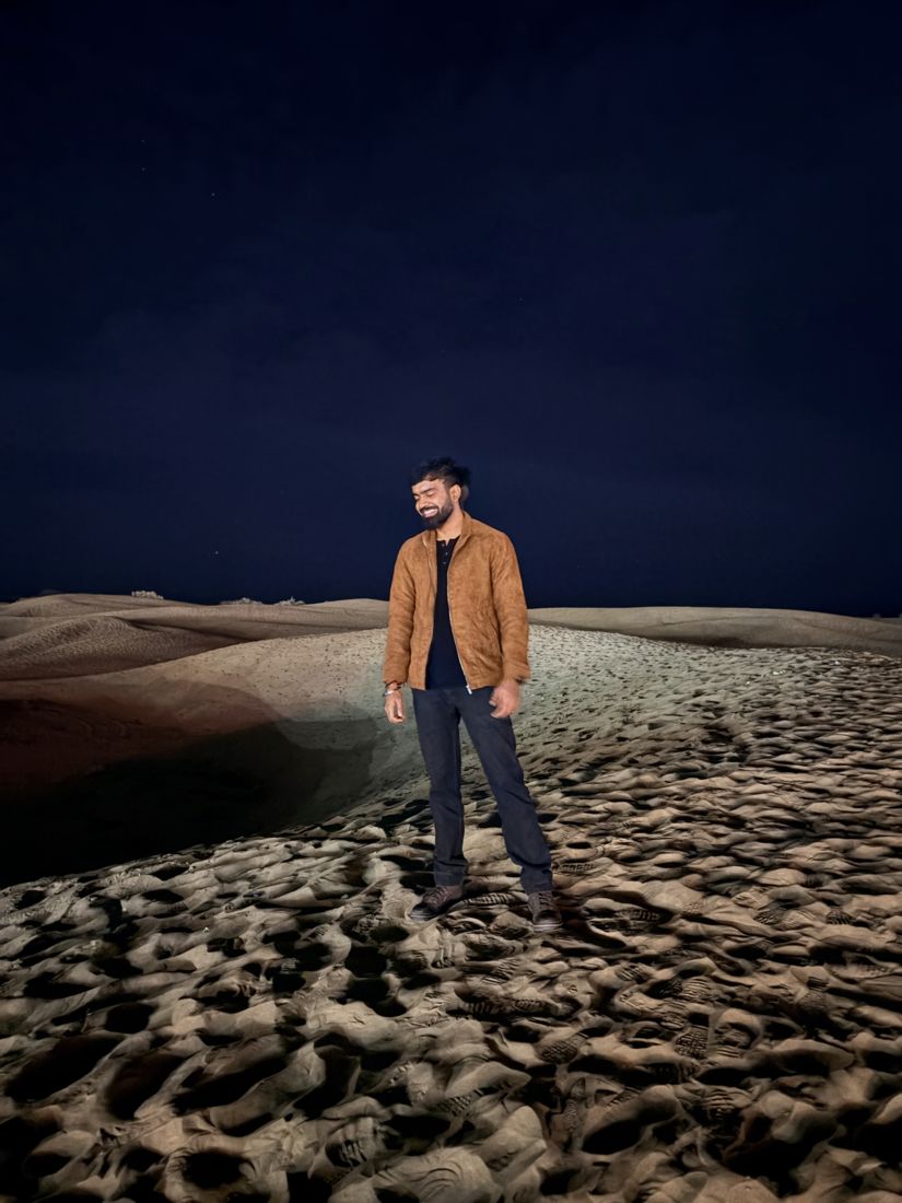 Ashish in the desert at night