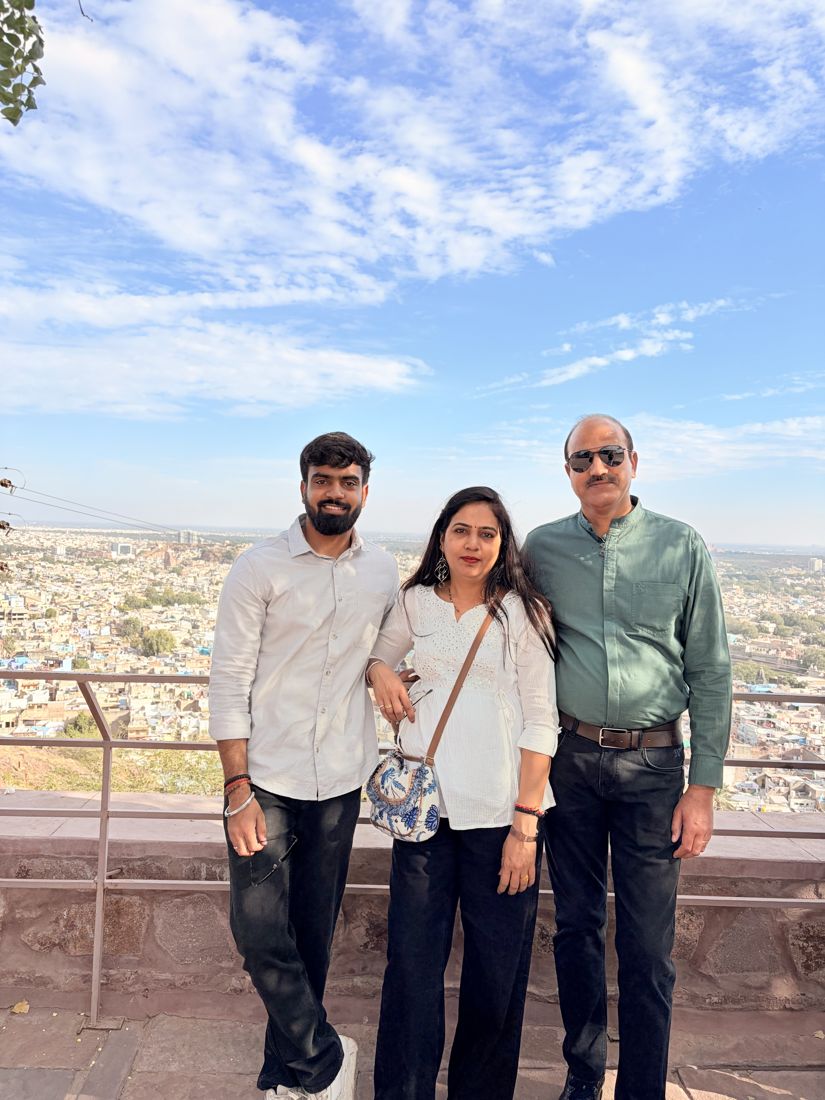 Ashish with family at a viewpoint